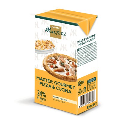 Ambalaj galben 500ml Master Martini Master Gourmet Pizza & Cucina, fără gluten, 24% grăsime, pentru pizza și gratin