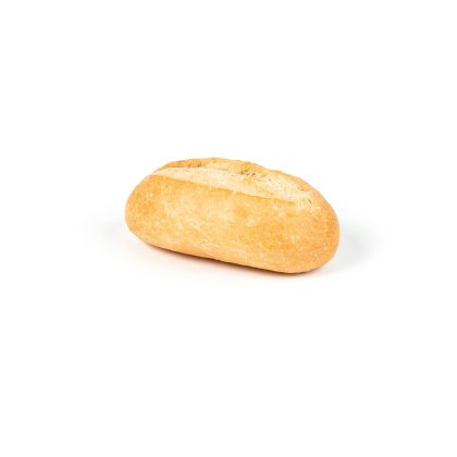 Chiflă mică, ovală, auriu-brună, crestată deasupra, pe fundal alb.