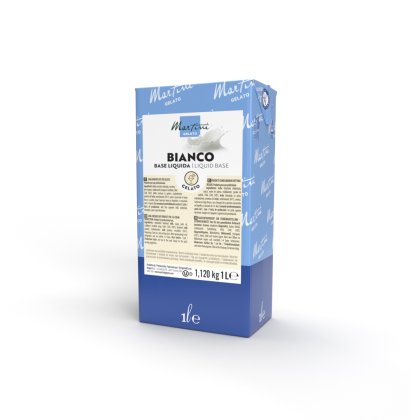 Cutie albastru-alb de 1 litru cu bază lichidă Martini Gelato Bianco pentru înghețată profesională.