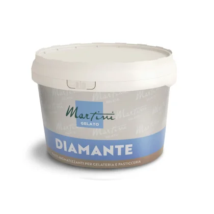 Cutie albă cu pastă aromatizantă Martini Gelato Diamante pentru înghețată și patiserie, cu etichetă gri-albastră.