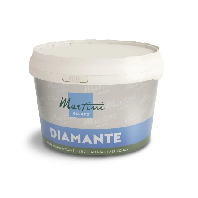 Cutie de plastic albă cu pastă aromatizantă Martini Gelato Diamante pentru înghețată și patiserie.