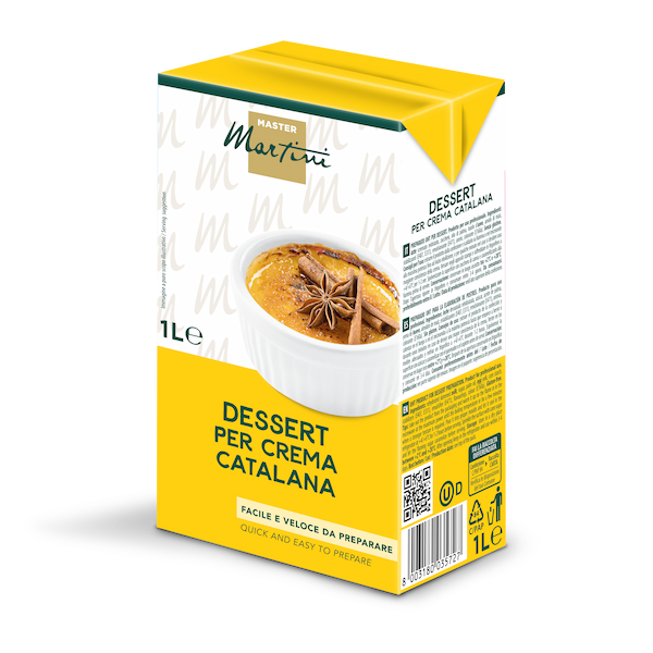 Cutie galbenă de 1L cu preparat Master Martini Crema Catalana, cremă caramelizată cu anason stelat