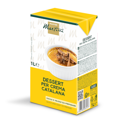Cutie galbenă de 1L cu preparat Master Martini Crema Catalana, cremă caramelizată cu anason stelat