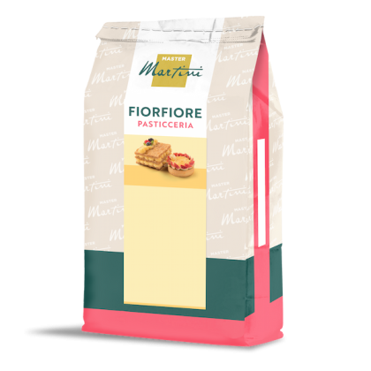 Pungă de amestec de patiserie Master Martini Fiorfiore Pasticceria cu imagini de foietaj și tartă.
