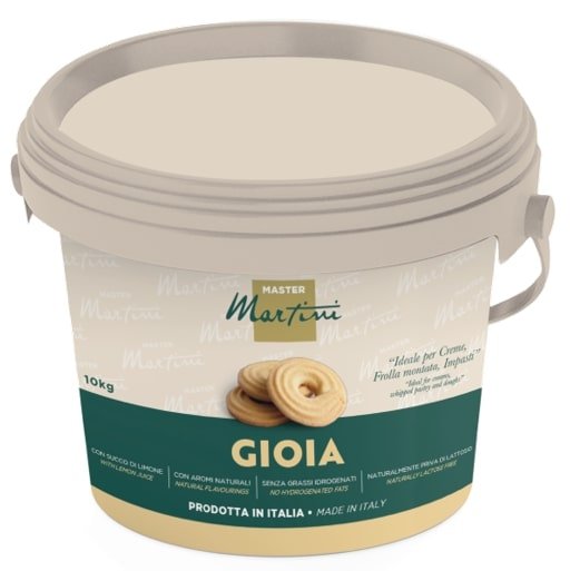 Găleată de 10kg din plastic gri cu cremă de patiserie Master Martini Gioia, pentru creme, aluat bătut și aluaturi.