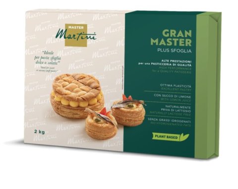 Cutie Master Martini Gran Master Plus Sfoglia 2kg cu foto de choux și tartă sărată.